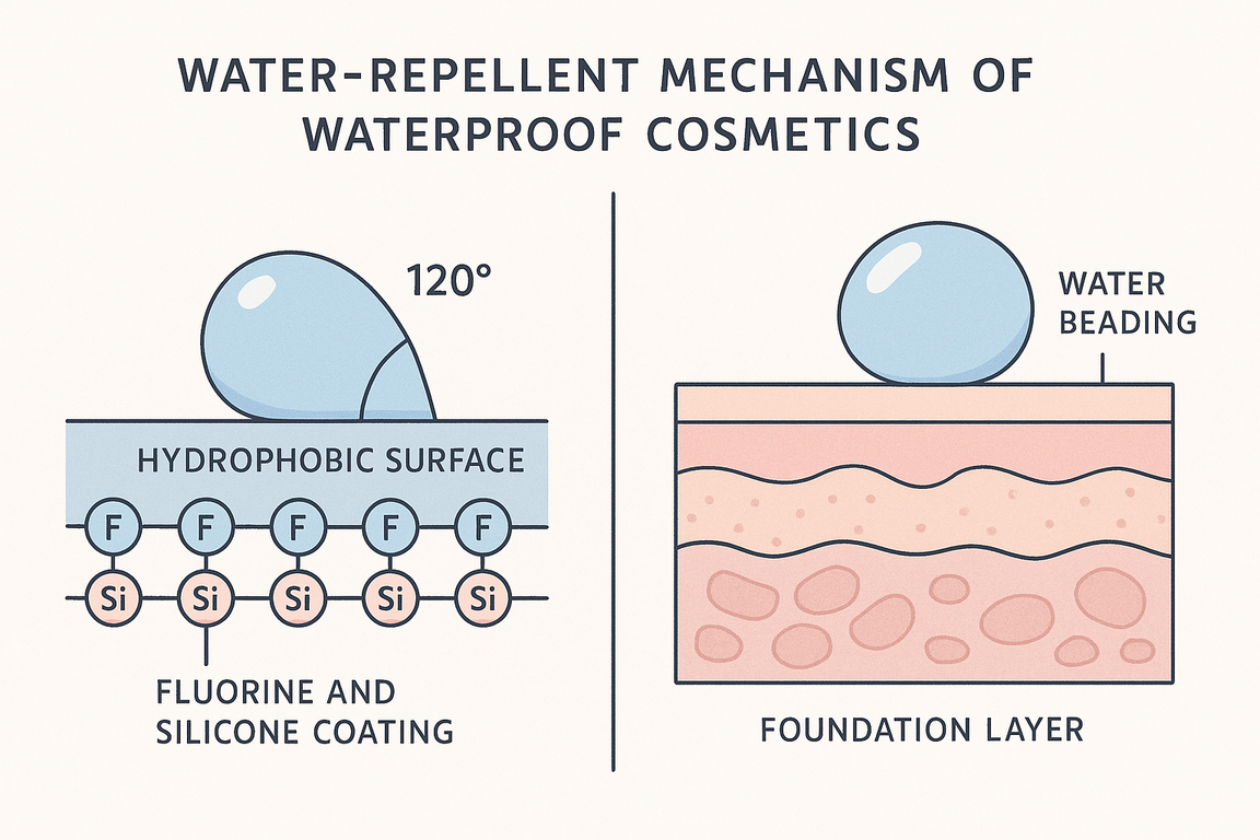 ウォータープルーフの撥水メカニズム図解