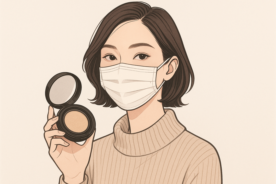 マスク着用時のクッションファンデ持続力検証|冬の蒸れ・擦れに耐える医薬部外品の実力